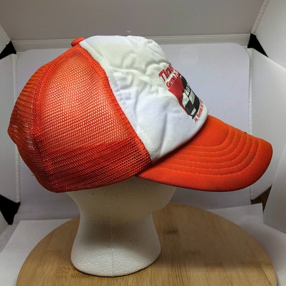 Vtg 1985 Times Nissan Grand Prix of Endurance Snapback Trucker Hat Orange White - Picture 7 of 10